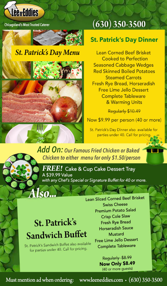 St Patrick Day Food Specials
 Event Planning Blog Catering for Chicago Lee n Ed s