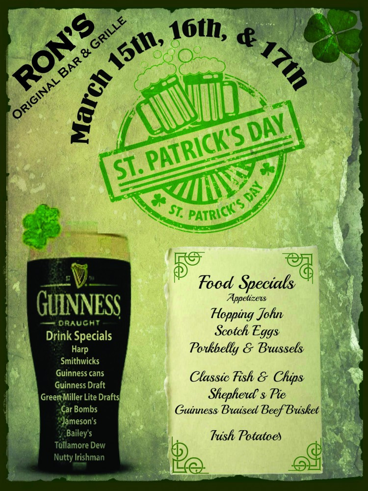 St Patrick Day Food Specials
 Join Ron s Original Bar & Grille in Celebrating St
