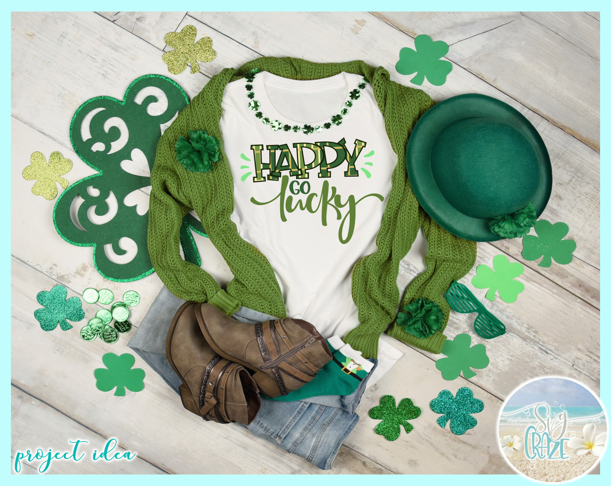 St Patrick's Day Lucky Quotes
 St Patricks Day Happy Go Lucky Buffalo Plaid Quote SVG