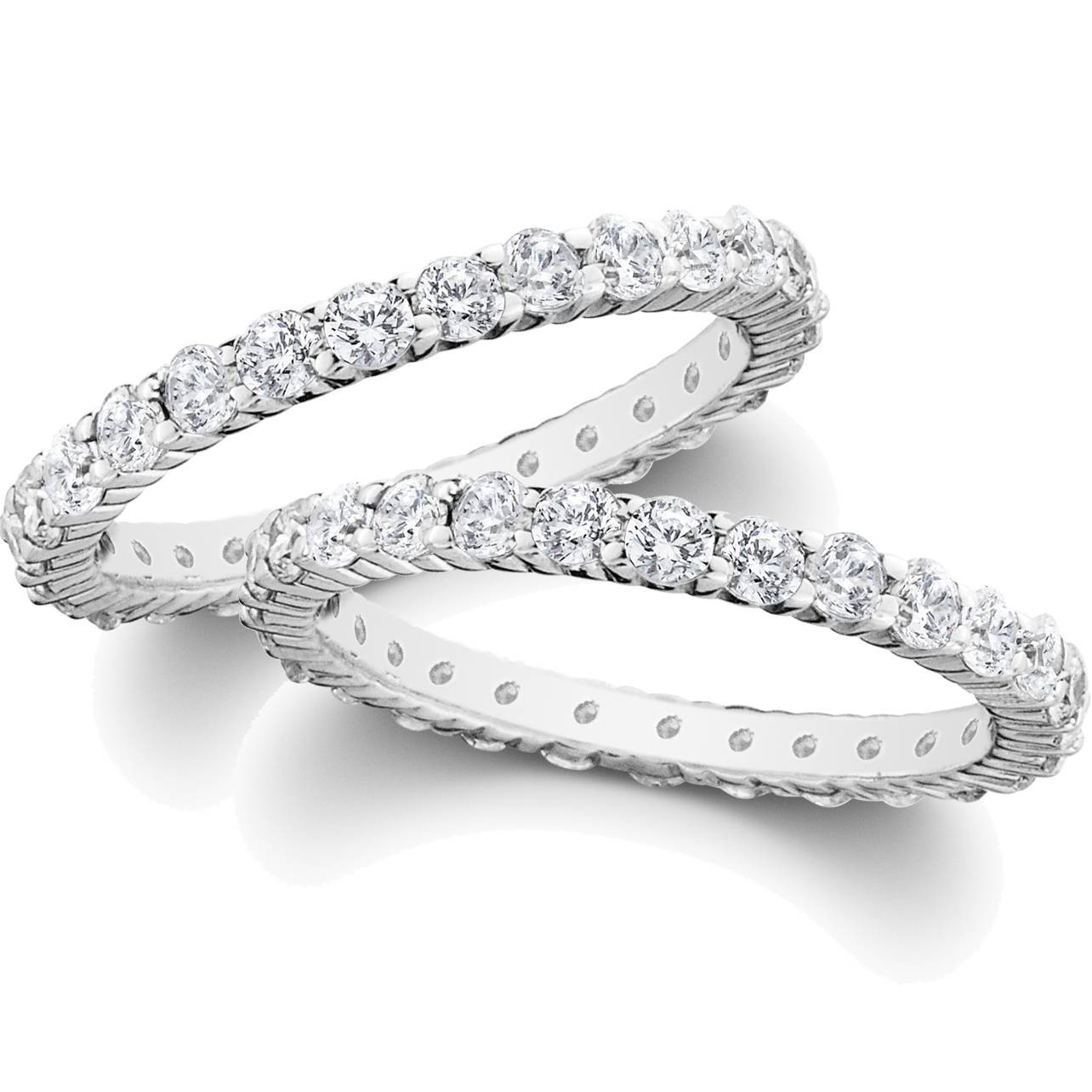 Stackable Wedding Rings
 2ct Diamond Eternity Stackable Wedding Rings Set 14K White