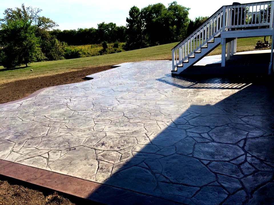 Stamped Concrete Backyard
 Backyard Stamped Concrete Patio with Border