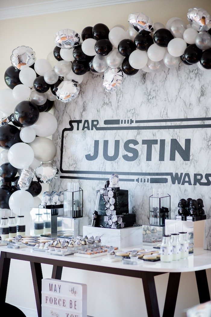 Star Birthday Decorations
 Kara s Party Ideas Monochromatic Star Wars Birthday Party