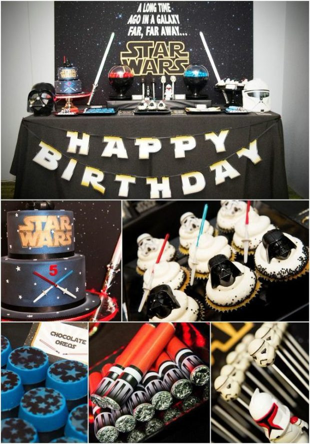 Star Wars Birthday Decorations
 A Good vs Evil Star Wars Dessert Table Spaceships and