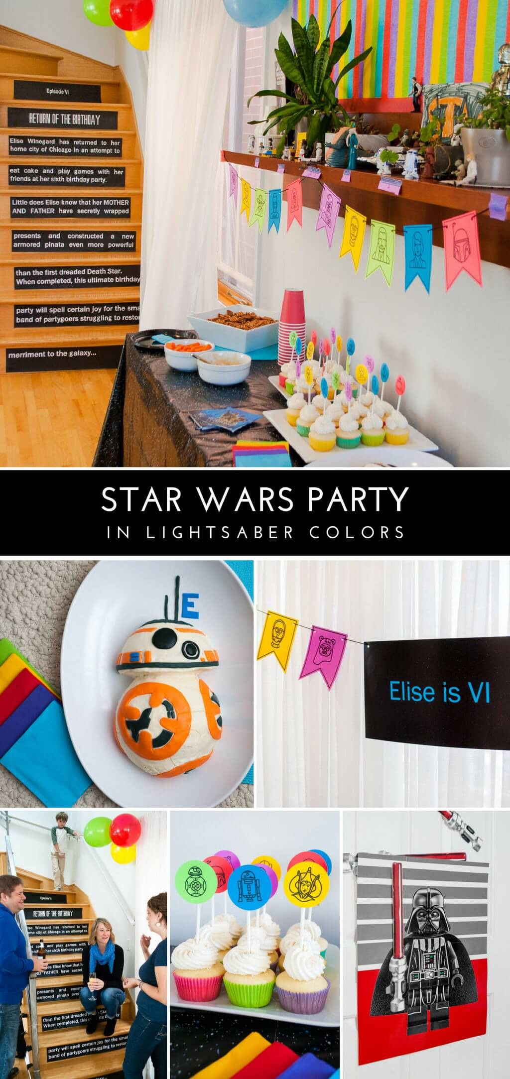 Star Wars Birthday Decorations
 Star Wars Birthday Party in Lightsaber Colors