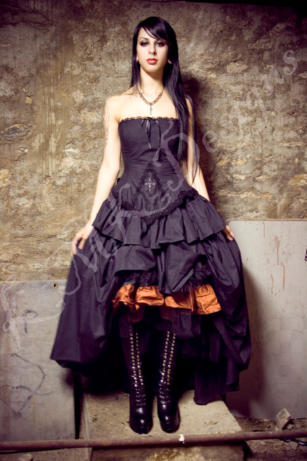 Steampunk Wedding Gown
 Steampunk Alternative Wedding Dress Black Kirsten Gothic