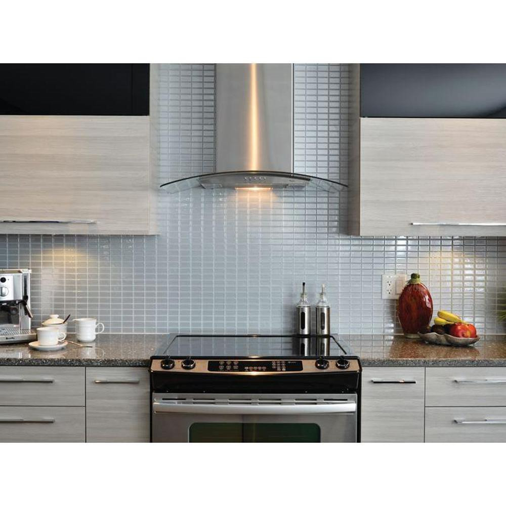 Stick On Tiles For Kitchen
 Smart Tiles Stainless 10 625 in W x 10 00 in H Peel and