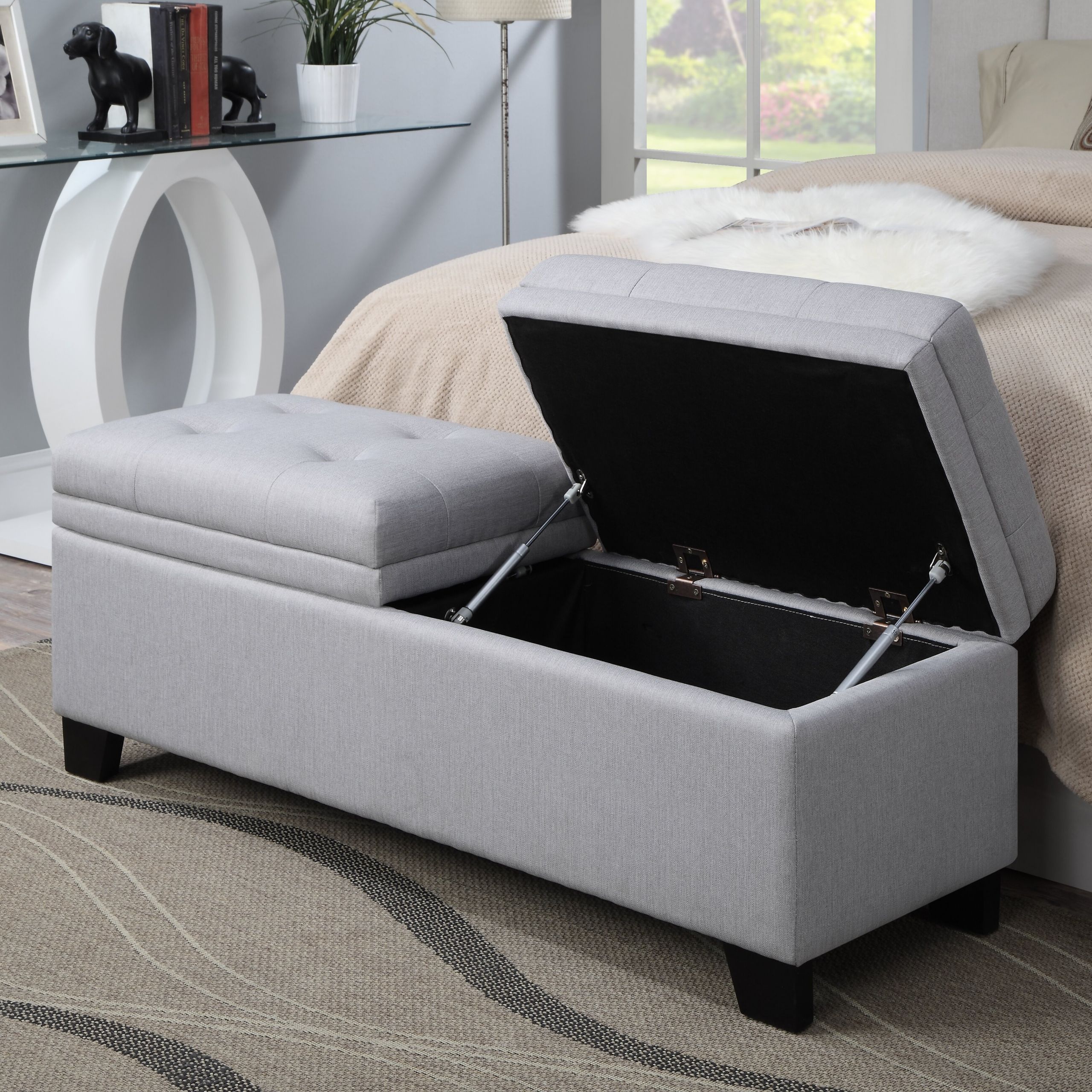 Storage Bench For Bedroom
 PRI Lilac Fields Upholstered Bedroom Storage Bench