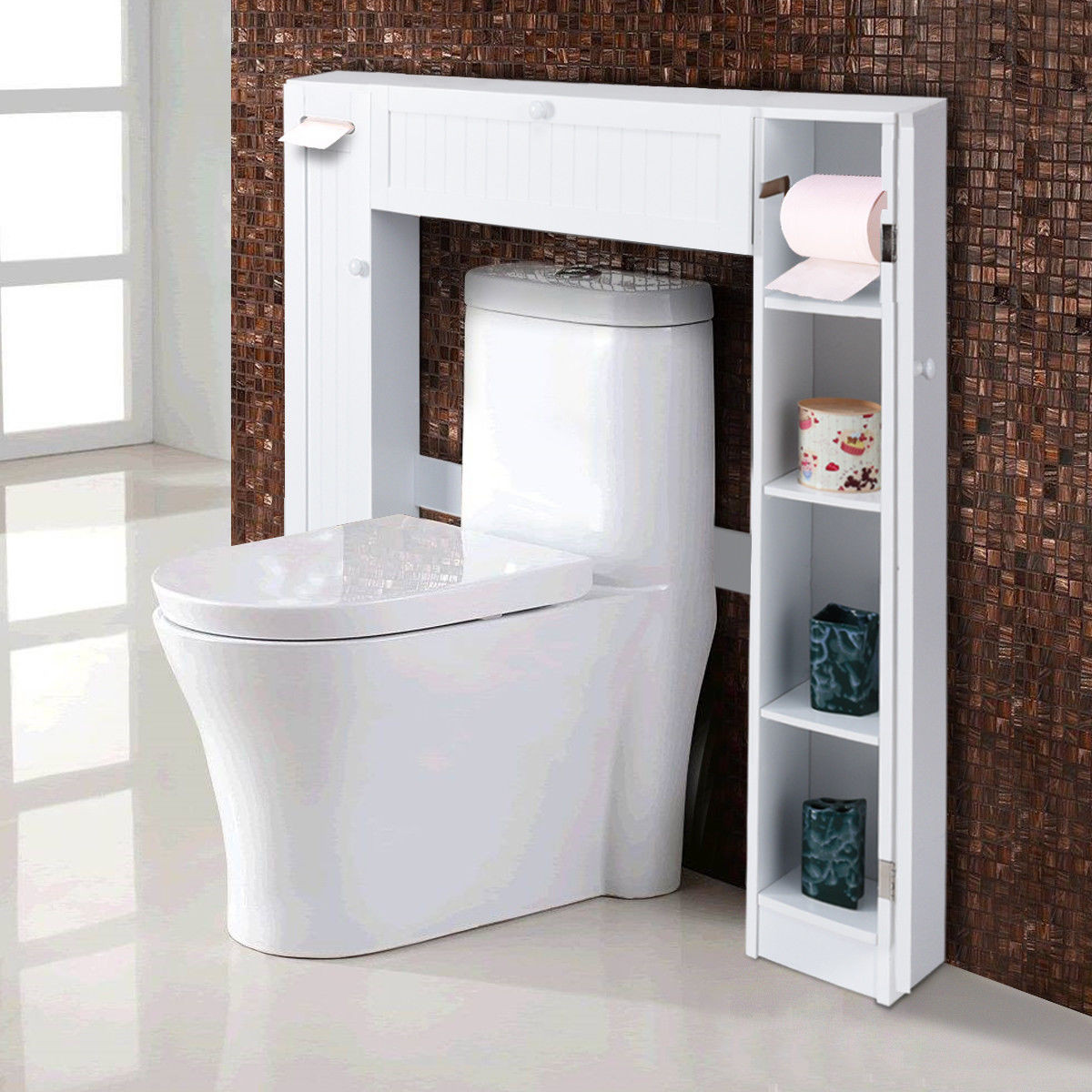 Storage Cabinets For Bathroom
 Costway Wooden Over The Toilet Storage Cabinet Drop Door