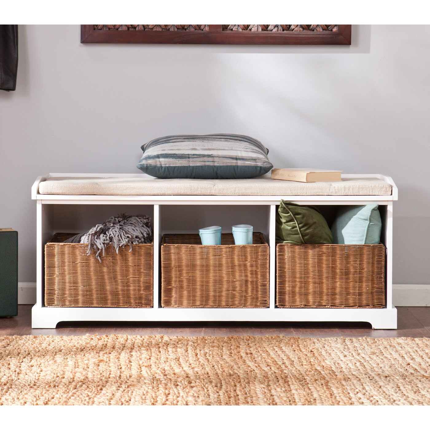 Storage Entry Bench
 Beachcrest Home Lindell Wood Storage Entryway Bench