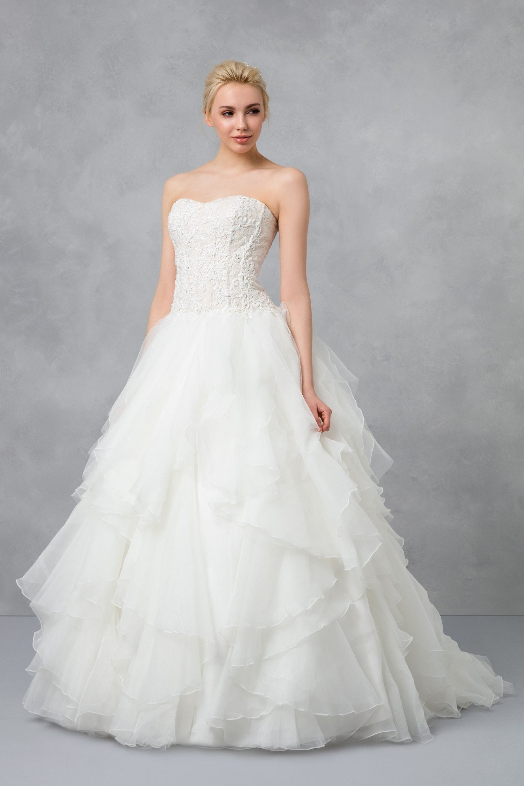 Strapless Wedding Gowns
 Strapless Ruffled Skirt Wedding Dress CWG568