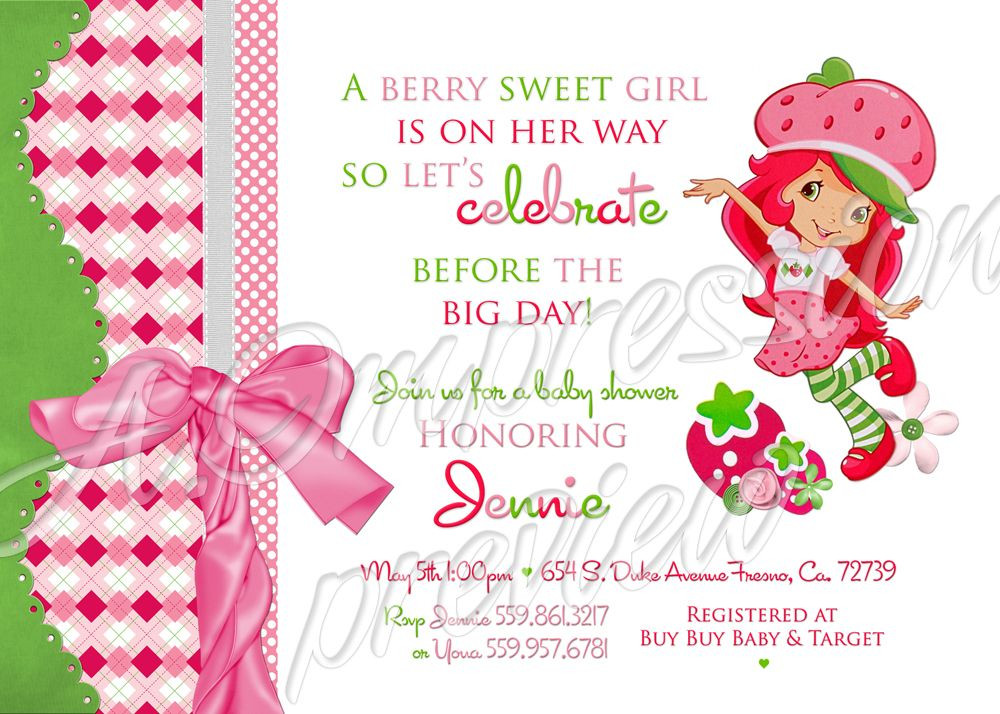 Strawberry Shortcake Baby Shower Theme
 Strawberry Shortcake Baby Shower Invitation