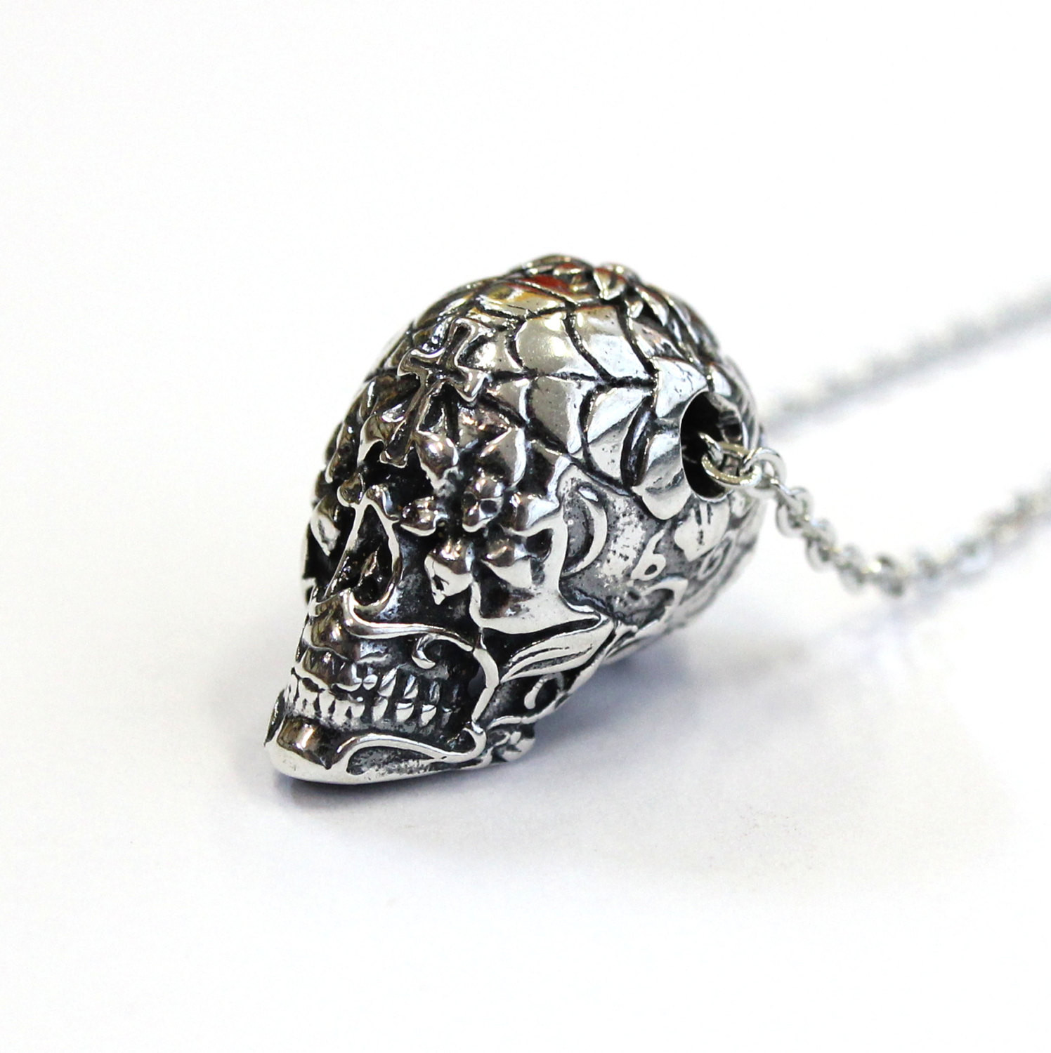 Sugar Skull Necklace
 Sugar Skull Necklace Silver Sugar Skull Pendant Necklace Sugar