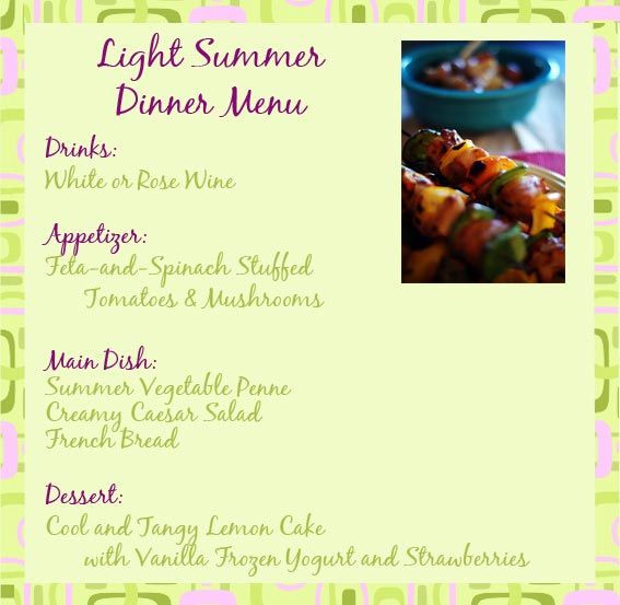 Summer Dinner Party Menu Ideas Recipes
 Light summer dinner recipes and ideas for a summer dinner