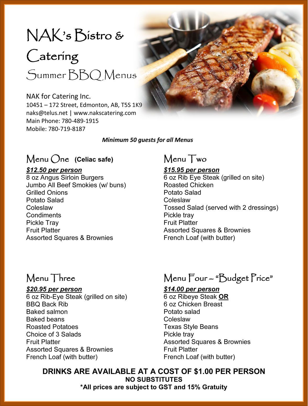 Summer Lunch Party Menu Ideas
 Barbecue Rehearsal Dinner Summer BBQ Catering Menu Great