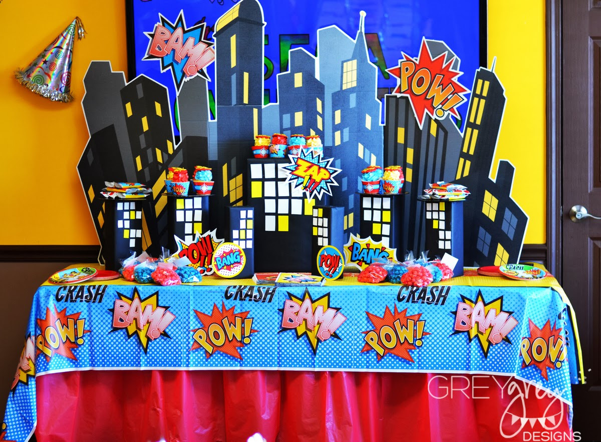 Superhero Birthday Party Decorations
 GreyGrey Designs My Parties Brett s Superhero 4th