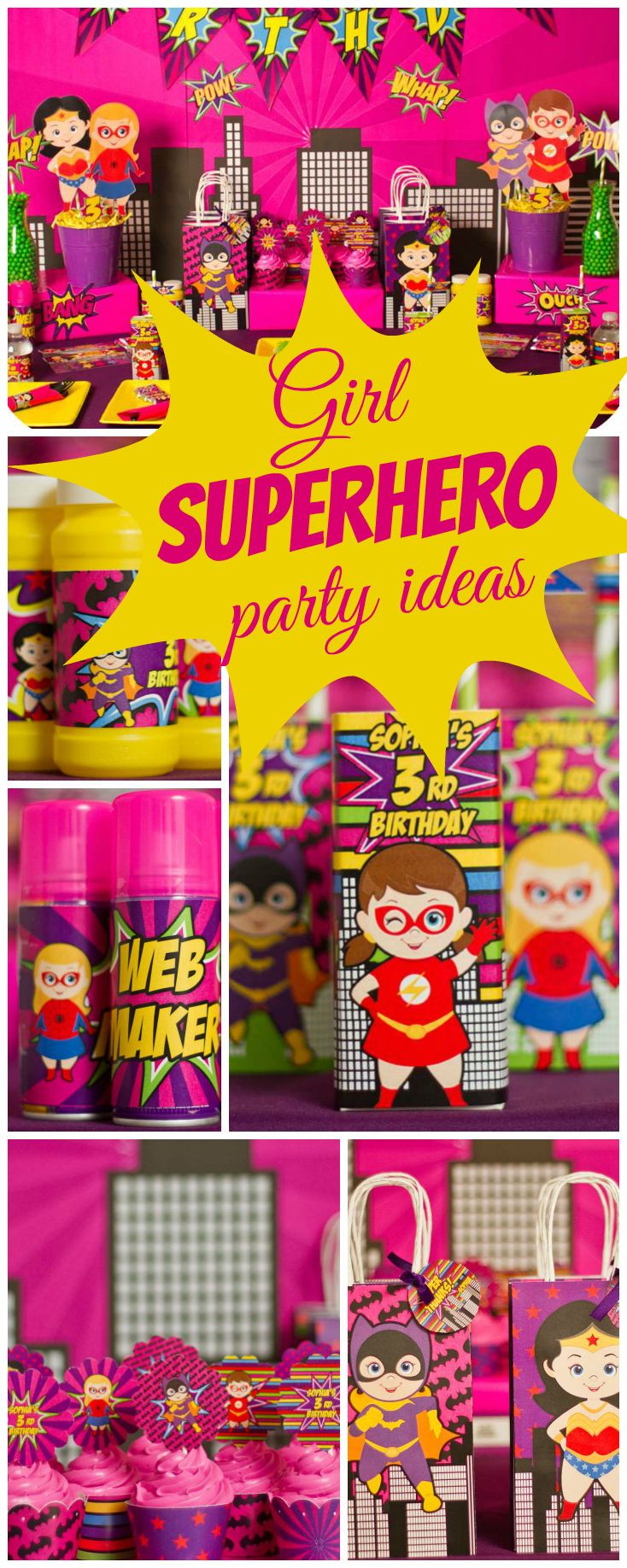Superhero Girl Birthday Party Ideas
 Here s a purple and pink superhero party for girls See