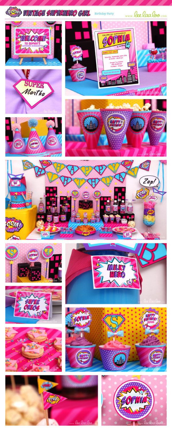 Superhero Girl Birthday Party Ideas
 Superhero Girl Birthday Party Package Collection Set by