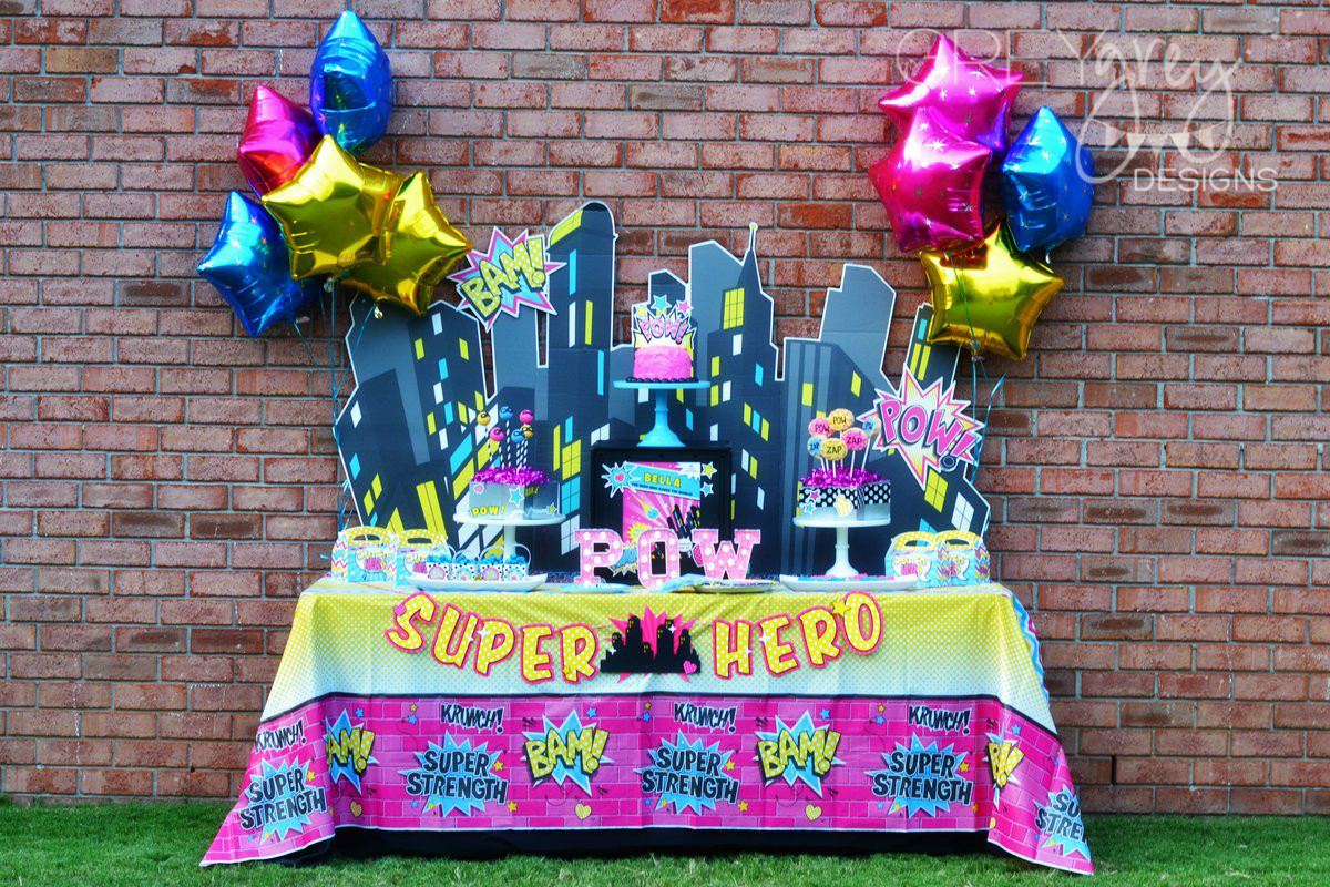 Superhero Girl Birthday Party Ideas
 GreyGrey Designs My Parties Girly Superhero Party