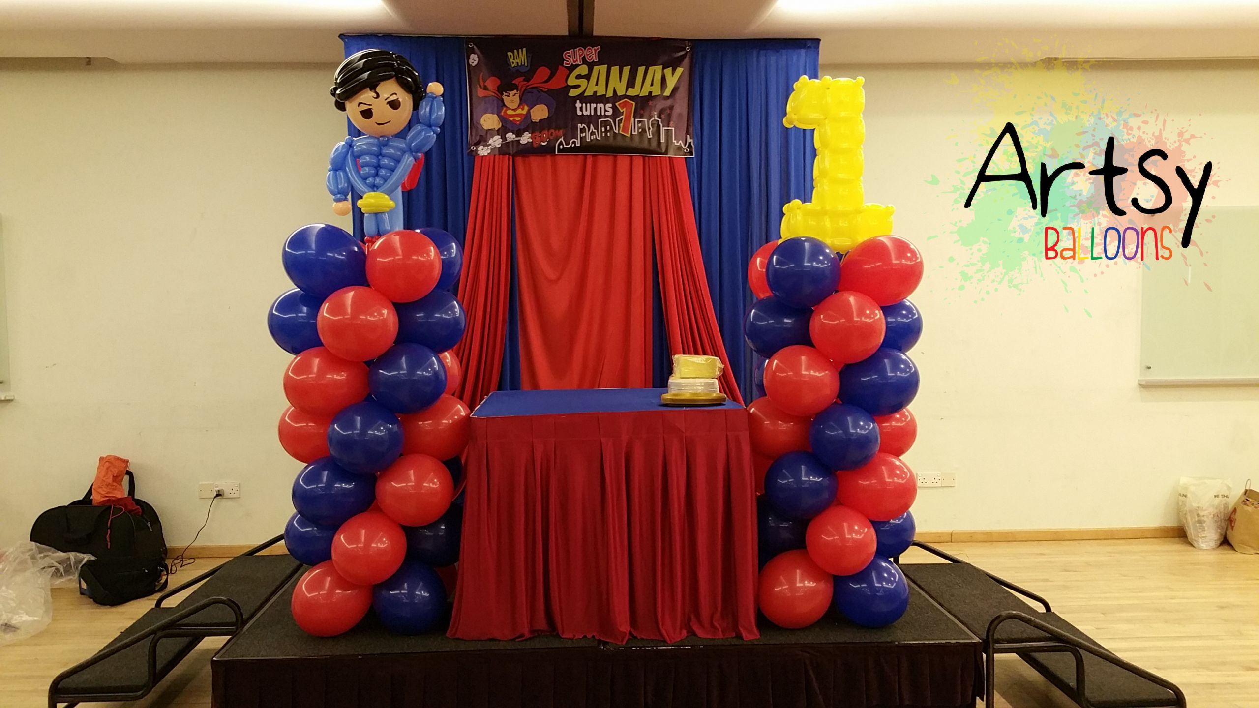 Superman Birthday Decorations
 Superman balloon decoration for a 1st year birthday party