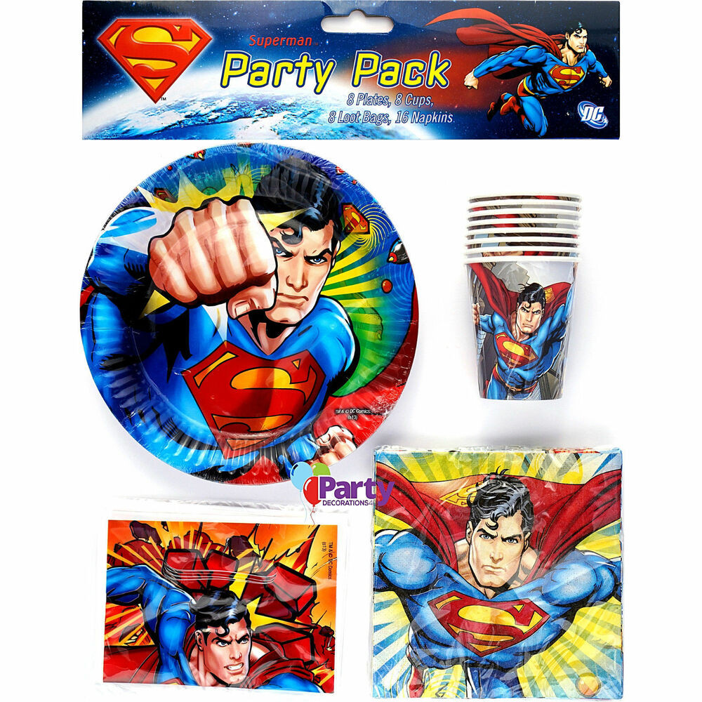Superman Birthday Party Supplies
 New Superman Kids Birthday Party Pack Supplies Plates Cups