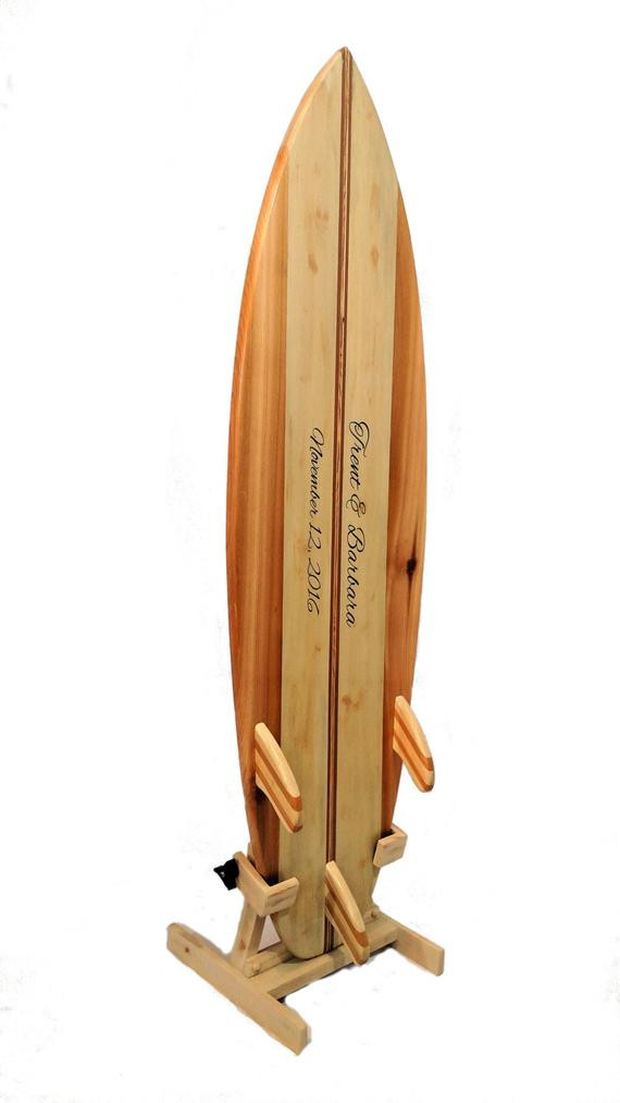 Surfboard Wedding Guest Book
 Surfboard Wedding Guest Book with Stand Personalized Surfboard