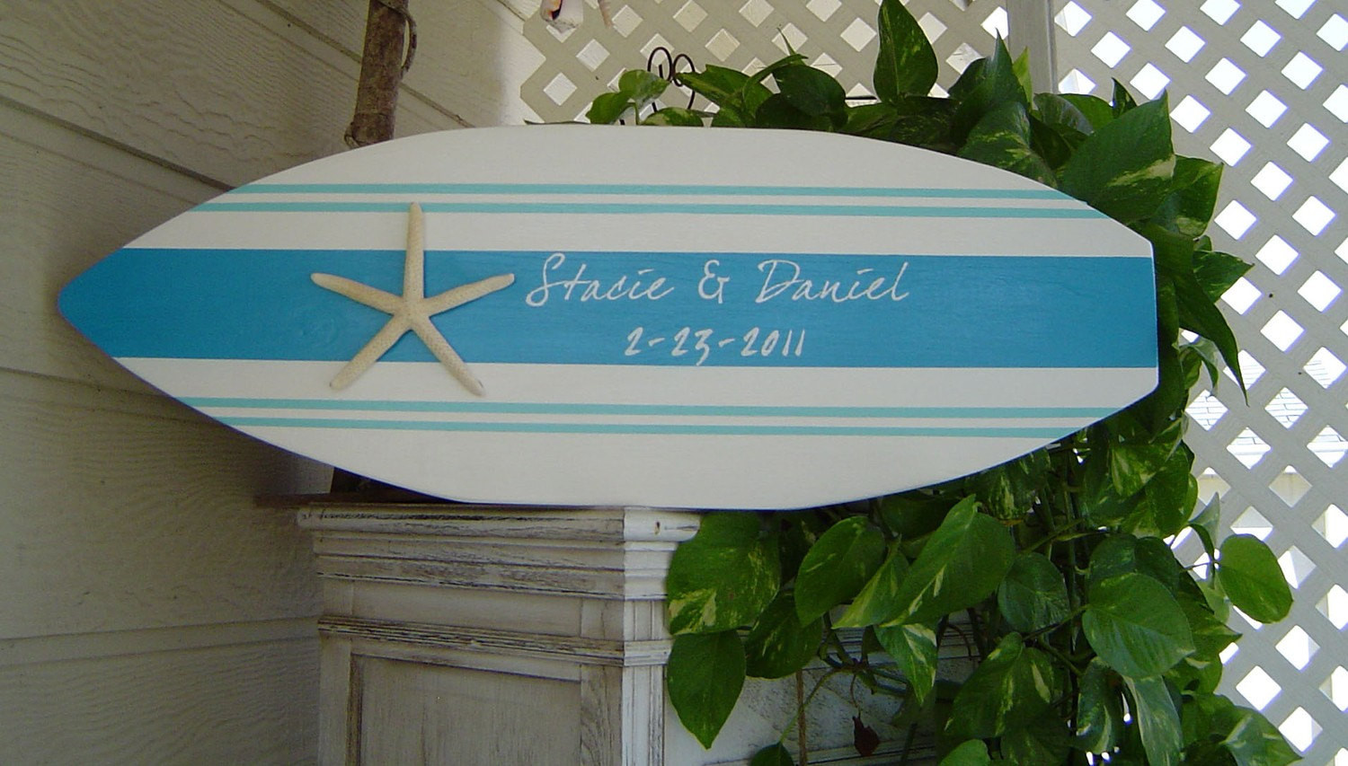 Surfboard Wedding Guest Book
 BEACH Wedding SURFBOARD Guest Book 27 inch by