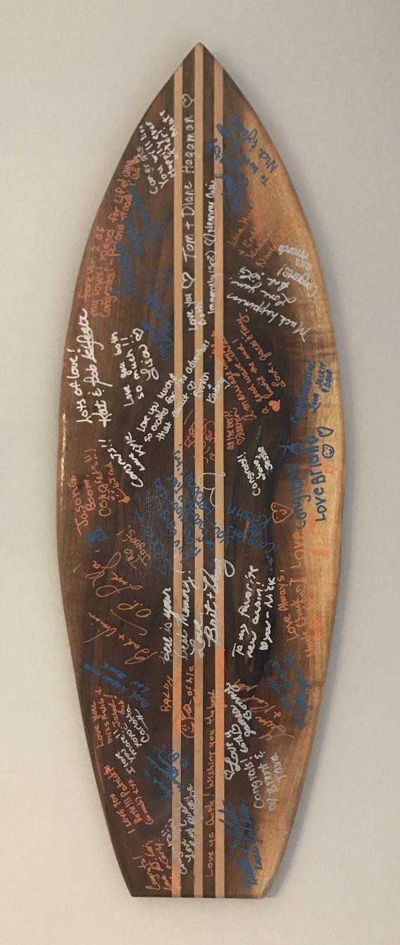 Surfboard Wedding Guest Book
 Wooden Surfboard wall decoration wedding guest book