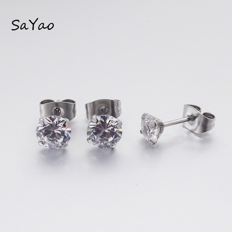 Surgical Stainless Steel Earrings
 1 Pair Surgical Stainless Steel Stud Earring Clear Crystal