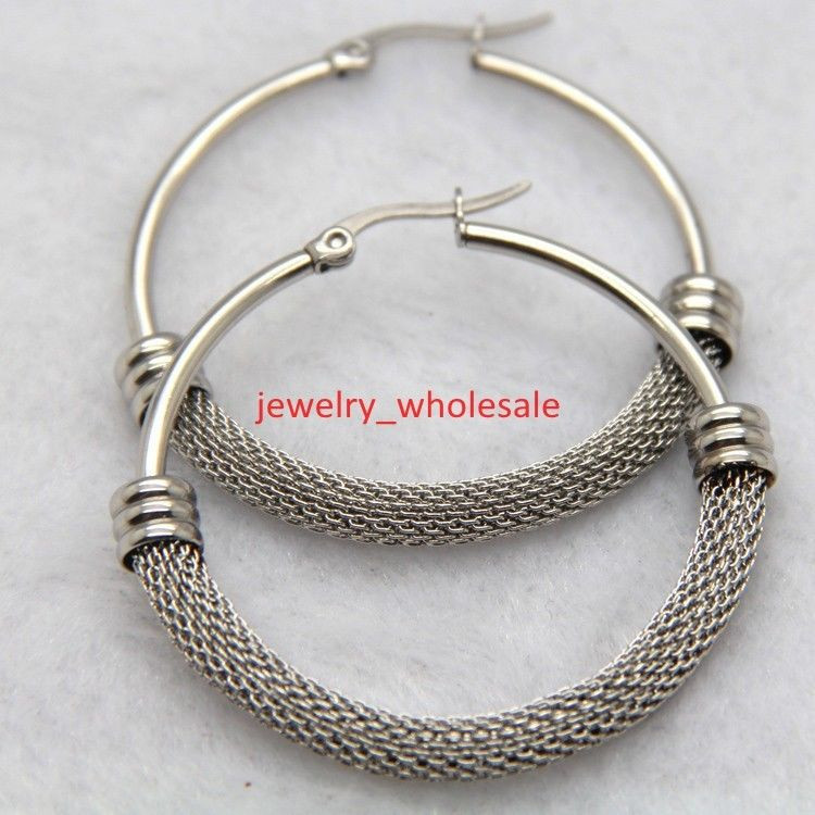 Surgical Stainless Steel Earrings
 Silver Surgical Stainless steel Twist wire Round Hoop