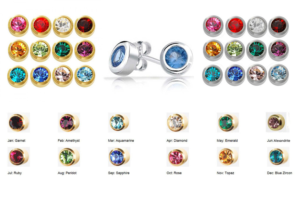 Surgical Stainless Steel Earrings
 SURGICAL STAINLESS STEEL BIRTHSTONE EAR PIERCING STUD