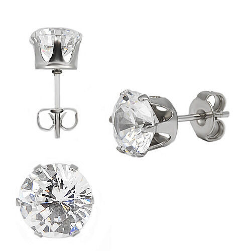 Surgical Stainless Steel Earrings
 316L Surgical Stainless Steel Round Cz Stud Earrings