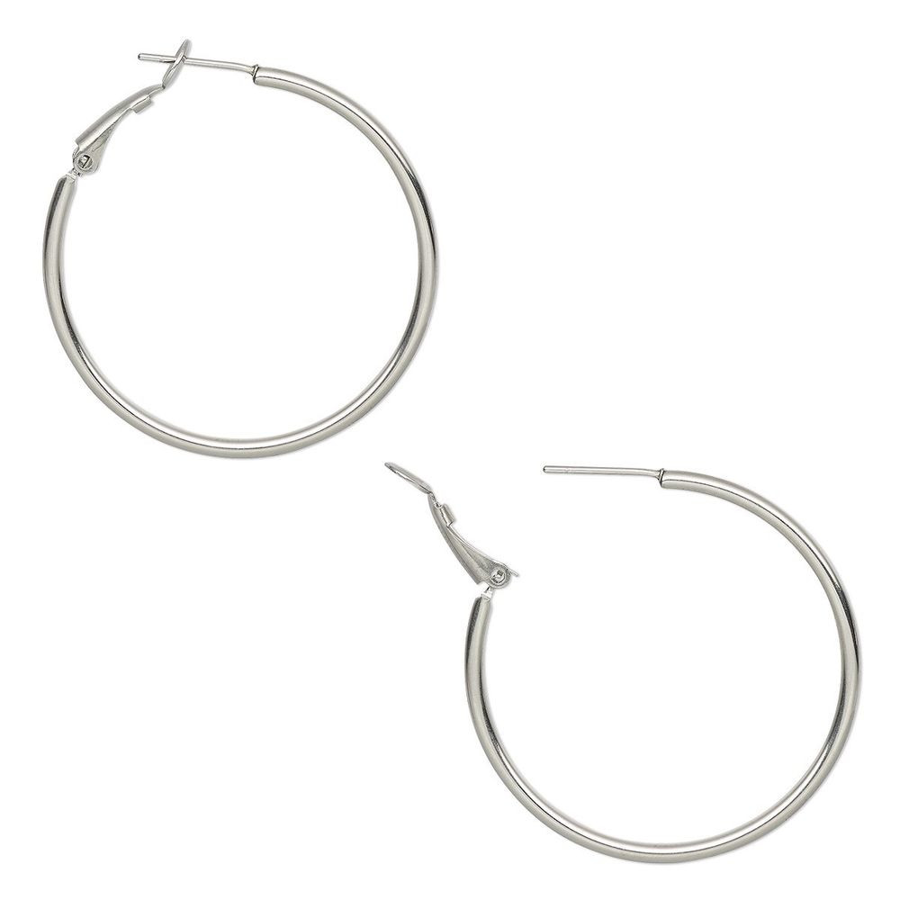 Surgical Stainless Steel Earrings
 Sleek Surgical Stainless Steel 316L Silver 40mm Hypo