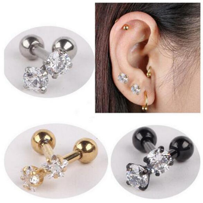 Surgical Stainless Steel Earrings
 2 Pieces Gold Silver Black Surgical Stainless Steel