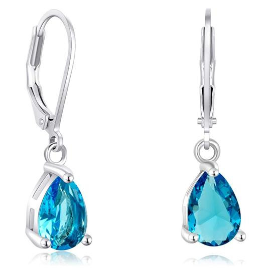 Surgical Stainless Steel Earrings
 Surgical Stainless Steel Aqua Blue Teardrop Leverback