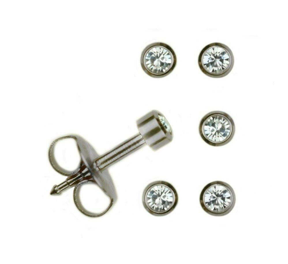 Surgical Stainless Steel Earrings
 3 Pairs Mini Surgical Stainless Steel Ear Piercing April