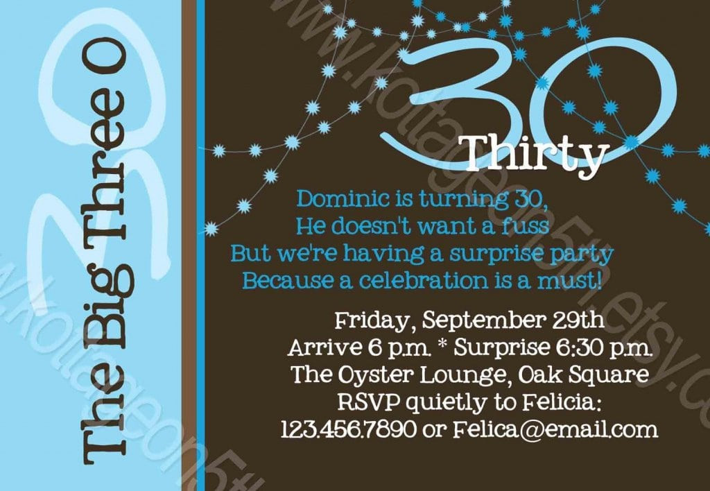 Surprise 30th Birthday Invitations For Him
 Surprise 30th Birthday Invitations