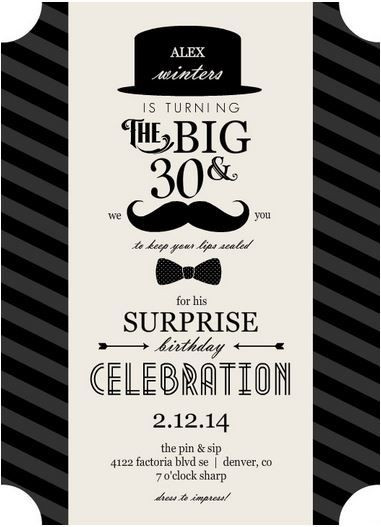 Surprise 30th Birthday Invitations For Him
 30th Birthday Ideas 30 Ways to Celebrate Turning 30