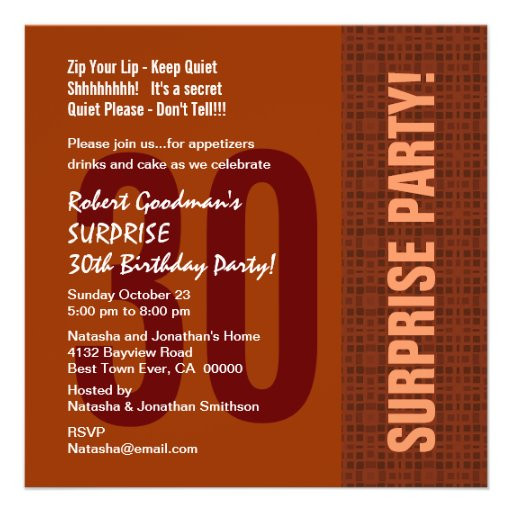 Surprise 30th Birthday Invitations For Him
 30th Surprise Birthday Modern For Him Recycled 5 25