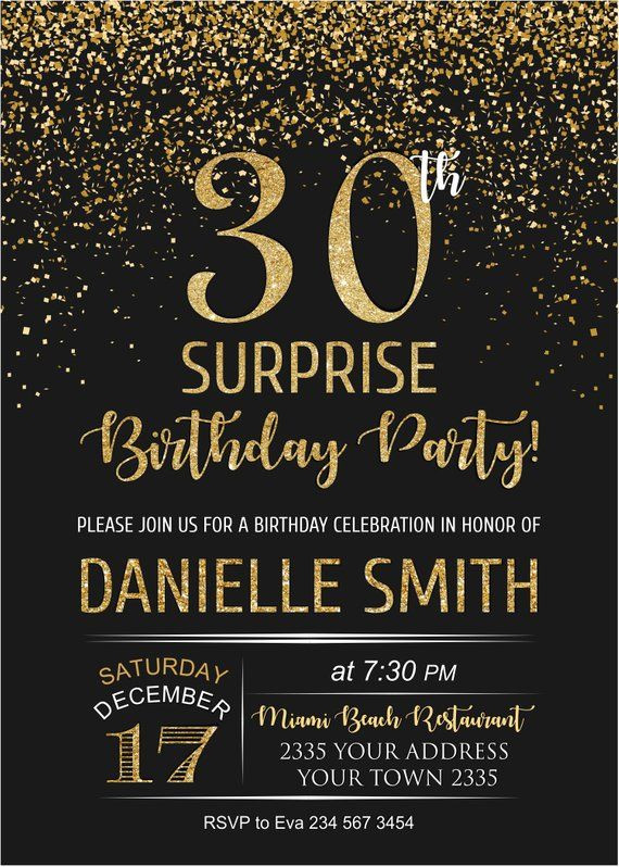 Surprise 30th Birthday Invitations For Him
 Surprise 30th Birthday Party invitation 30th Birthday