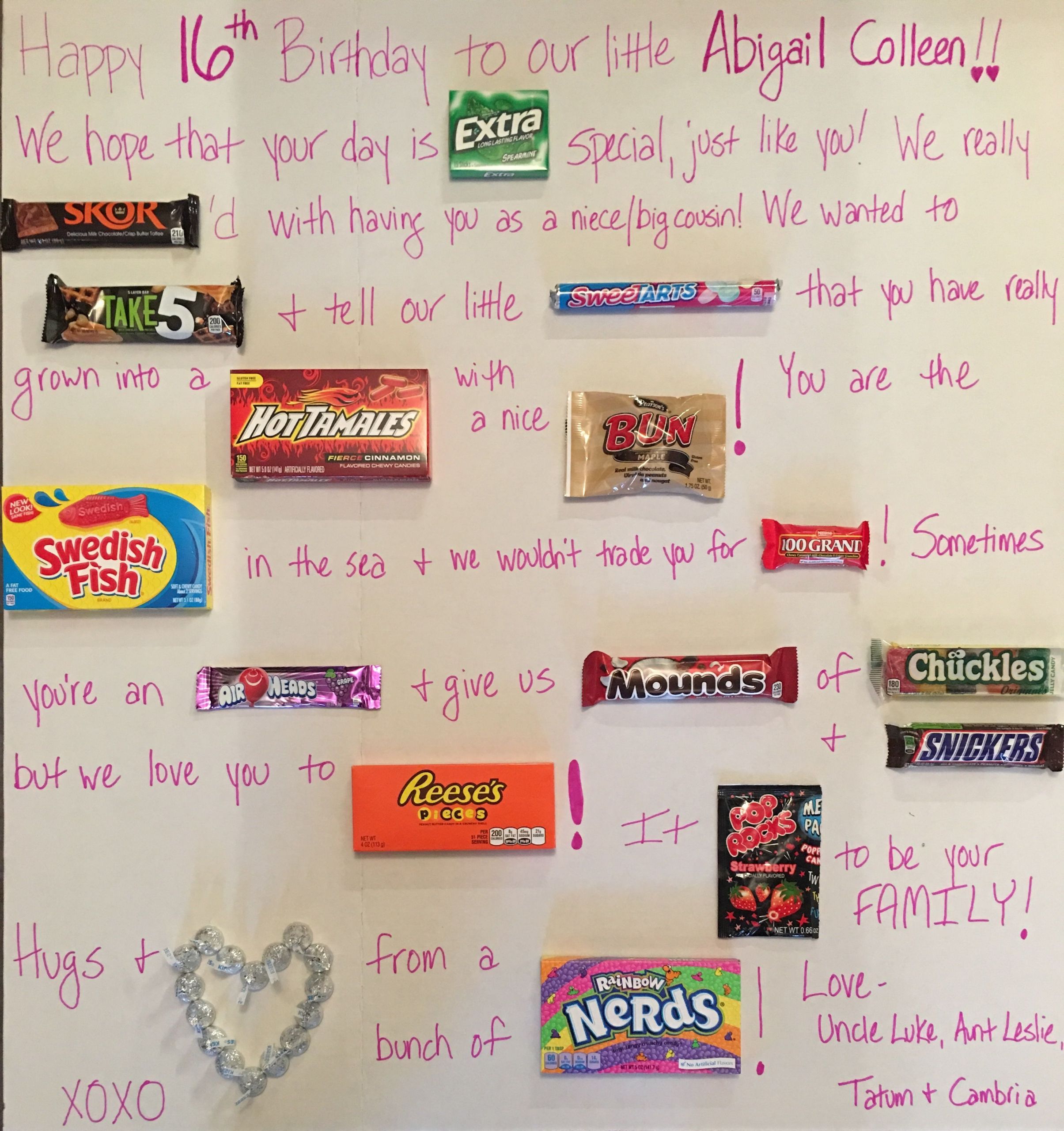 Sweet 16 Birthday Gift Ideas For A Girl
 Sweet 16 Candy Board Gift Ideas for Girls