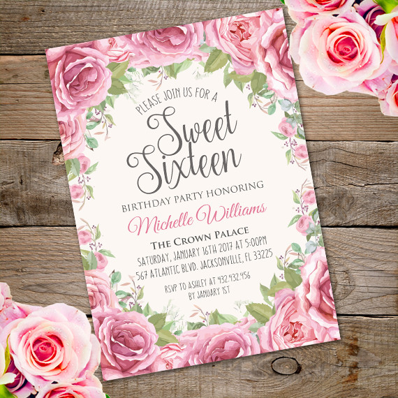 Sweet 16 Birthday Invitations Free Printable
 Sweet Sixteen Birthday Party InvitationParty Printables