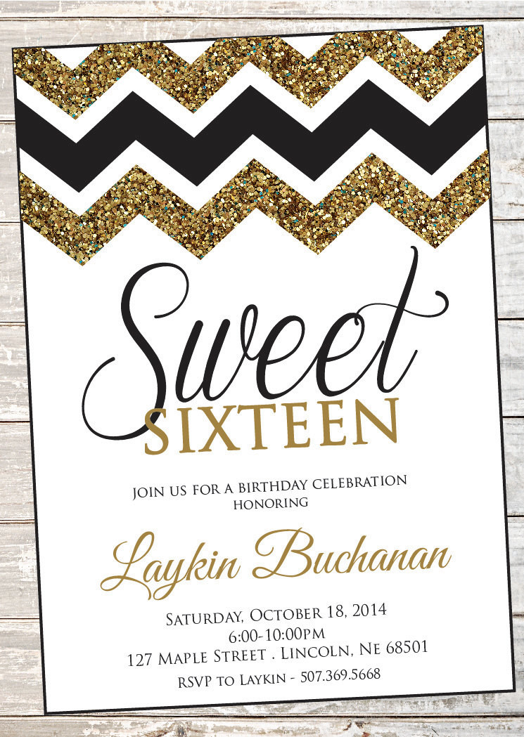 Sweet 16 Birthday Invitations Free Printable
 Printable Sweet 16 Birthday Party Invitation by InvitesbyC