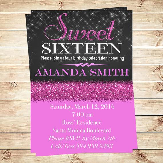 Sweet 16 Birthday Invitations Free Printable
 Printable Sweet 16 Birthday Party Invitation by