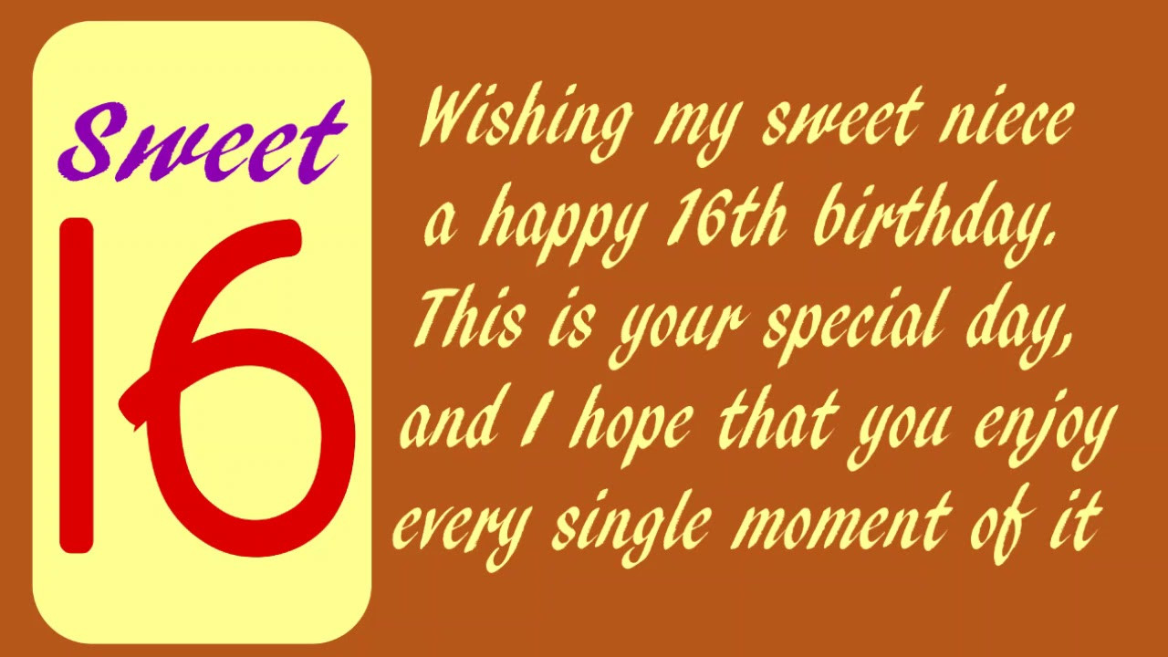Sweet 16 Birthday Wishes
 Happy 16th Birthday Wishes Sweet Sixteen Birthday