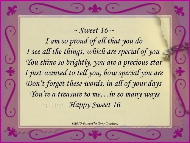 Sweet 16 Birthday Wishes
 Sweet 16 Birthday Sayings Quotes QuotesGram