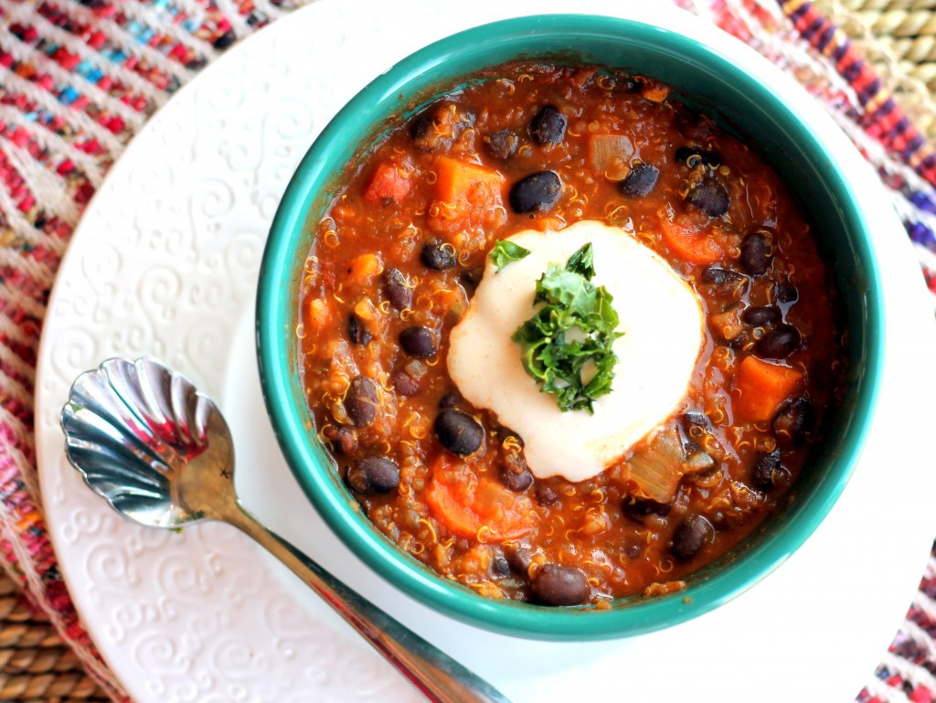 Sweet Potato Black Bean Quinoa Chili
 Black Bean Sweet Potato and Quinoa Chili with Smoked