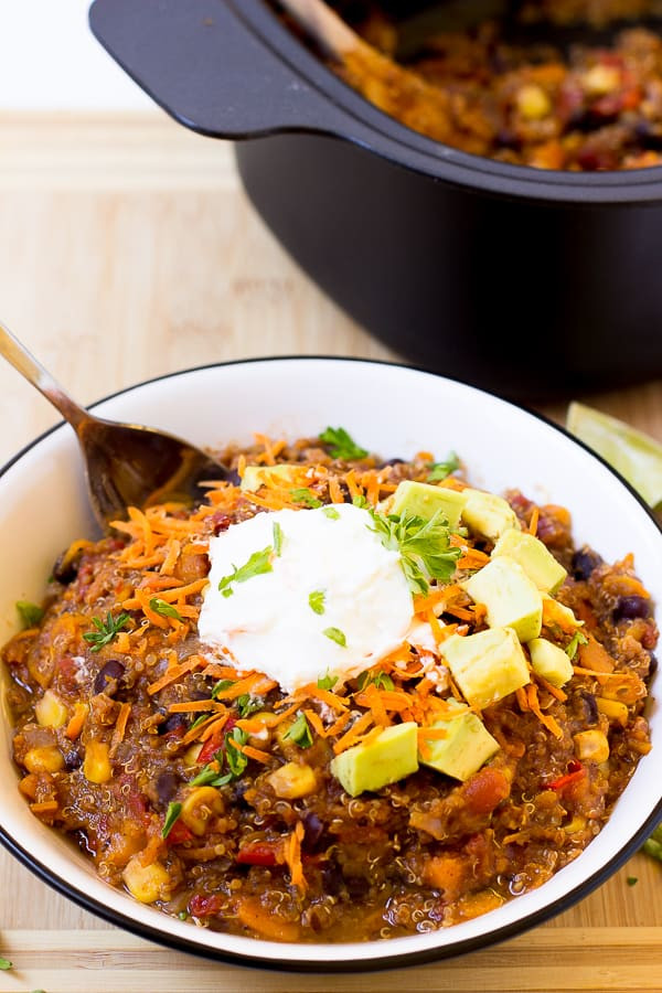 Sweet Potato Black Bean Quinoa Chili
 Vegan Sweet Potato and Black Bean Quinoa Chili Slow