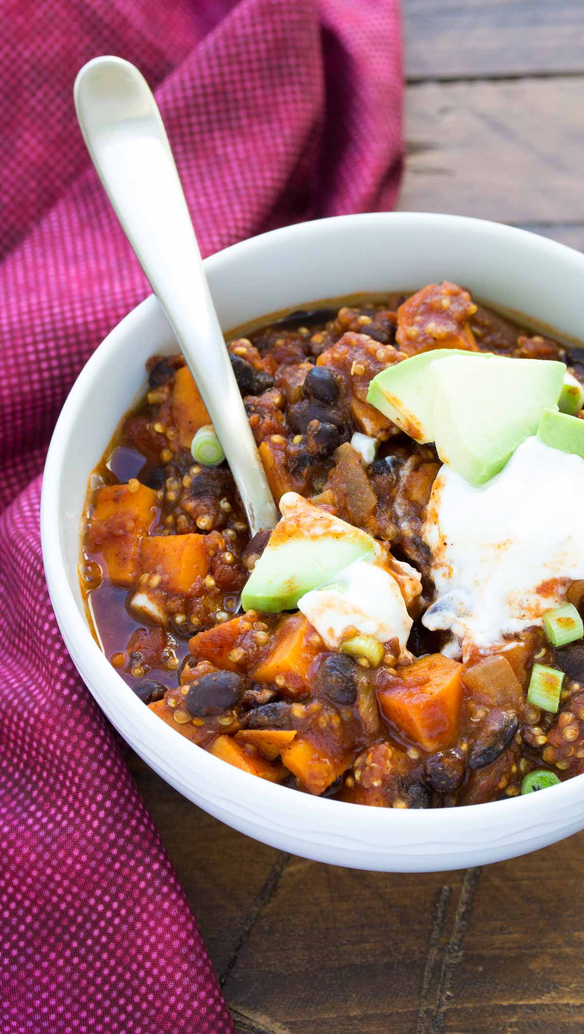 Sweet Potato Black Bean Quinoa Chili
 Sweet Potato and Black Bean Chili with Quinoa Kristine s