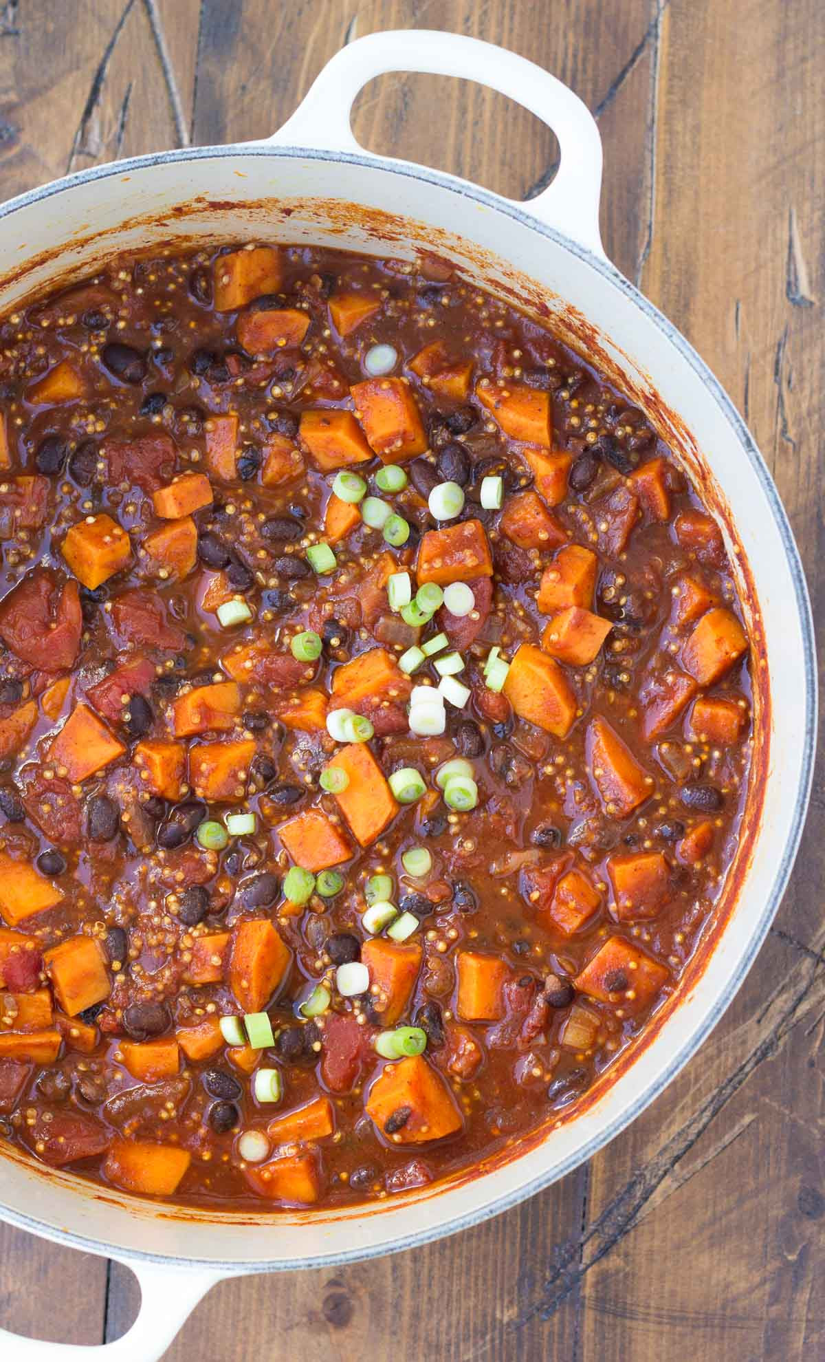 Sweet Potato Black Bean Quinoa Chili
 Sweet Potato and Black Bean Chili with Quinoa