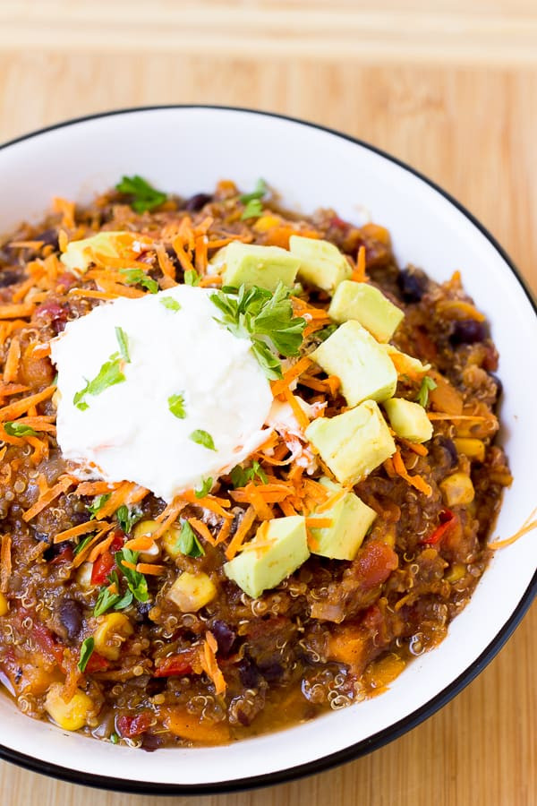 Sweet Potato Black Bean Quinoa Chili
 Vegan Sweet Potato and Black Bean Quinoa Chili Slow